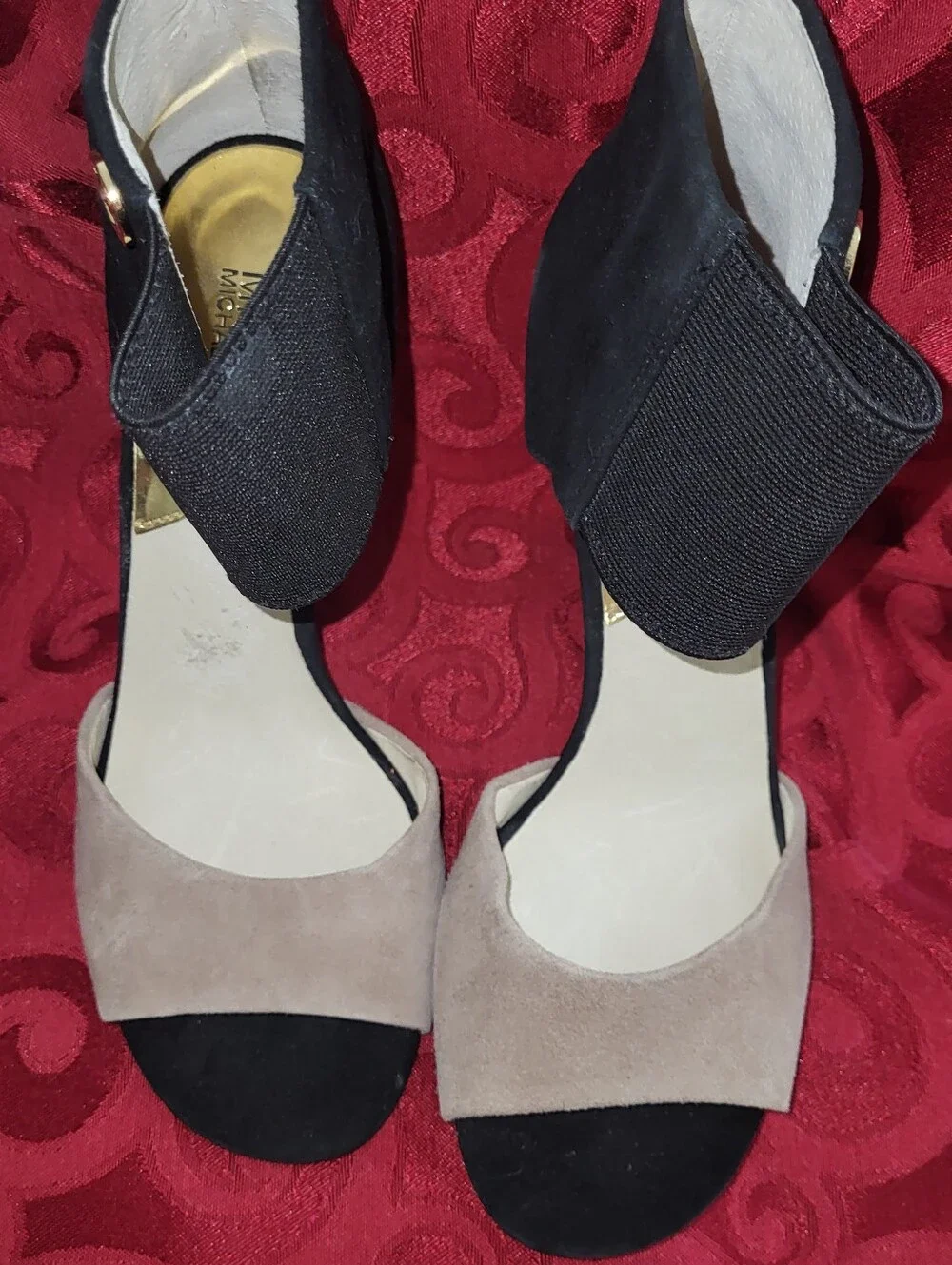 Michael Kors Two-Tone Black and Beige Women's Ankle-Strap Heels